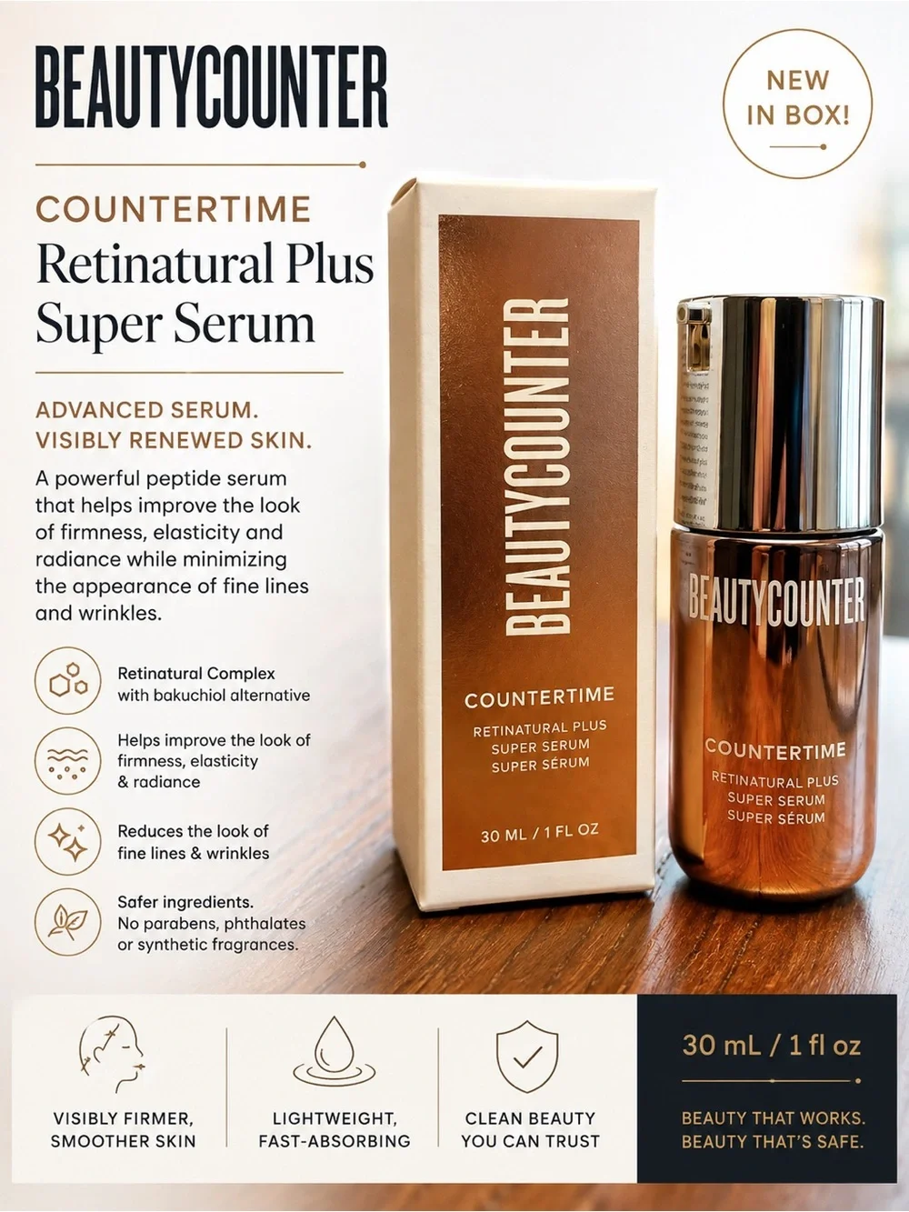 Beautycounter Countertime Tripeptide Radiance Serum 1 oz NIB Discontinued